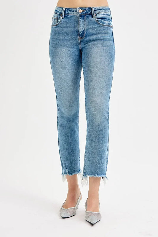 High Rise Crop Straight Slim Jeans Plus Size - Eva's Edition