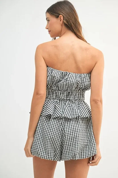 Gingham Tube Top and Shorts Set - Eva's Edition