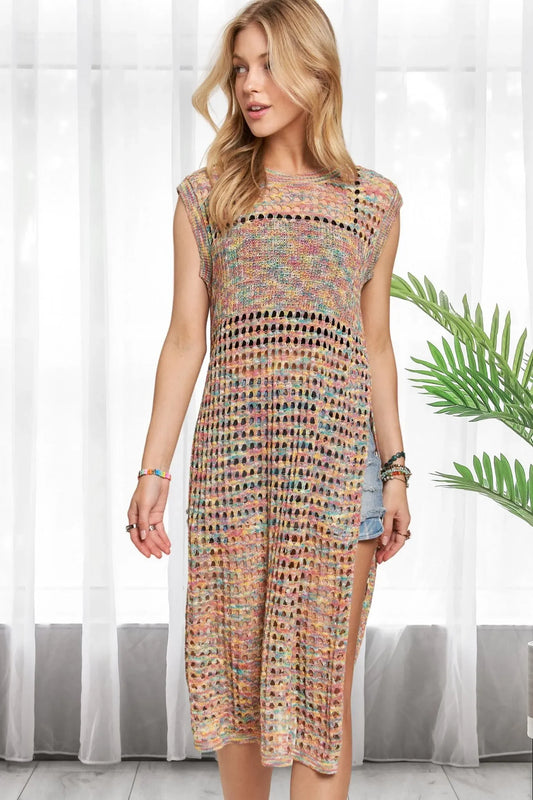 Multi Color Crochet Tunic Top - Eva's Edition