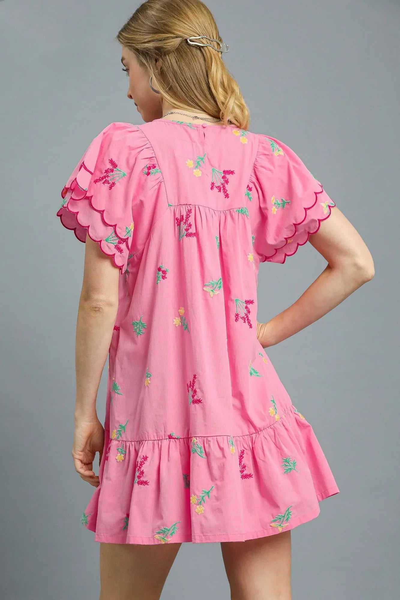 Embroidered Short Sleeve Mini Dress - Eva's Edition