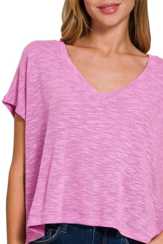 V-neck Drop Shoulder Crop Top - Eva's Edition