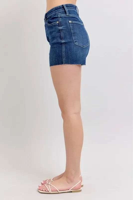 High Waist Criss-Cross Waistband Denim Shorts - Eva's Edition