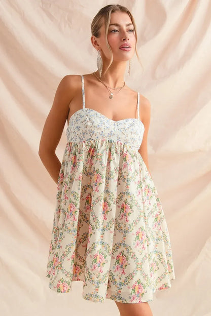 Floral Print Sleeveless Mini Dress - Eva's Edition