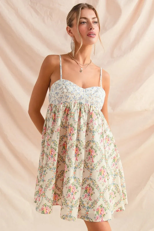 Floral Print Sleeveless Mini Dress - Eva's Edition