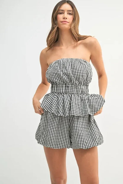 Gingham Tube Top and Shorts Set - Eva's Edition
