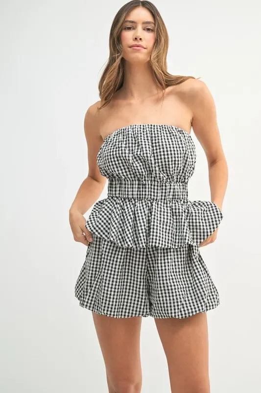 Gingham Tube Top and Shorts Set - Eva's Edition