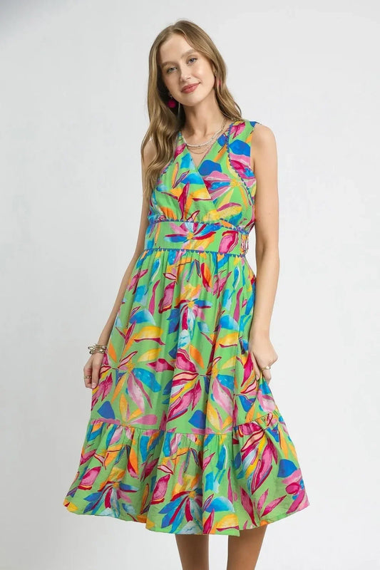 Printed Sleeveless Midi Dress - Eva's Edition