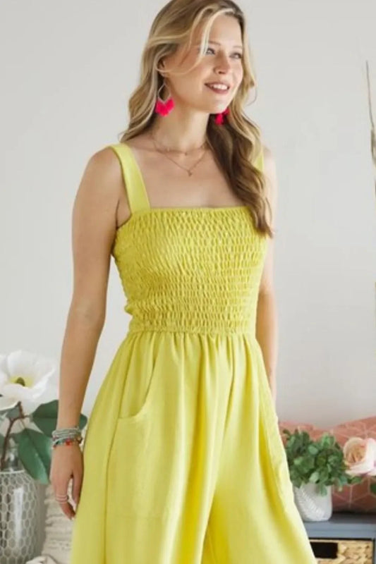 Smocking Top Wide Leg Jumpsuit - Eva's Edition