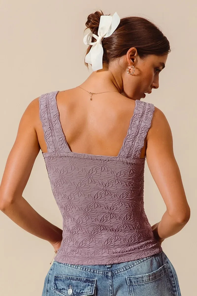 Floral Jacquard Seamless Tank Top - Eva's Edition