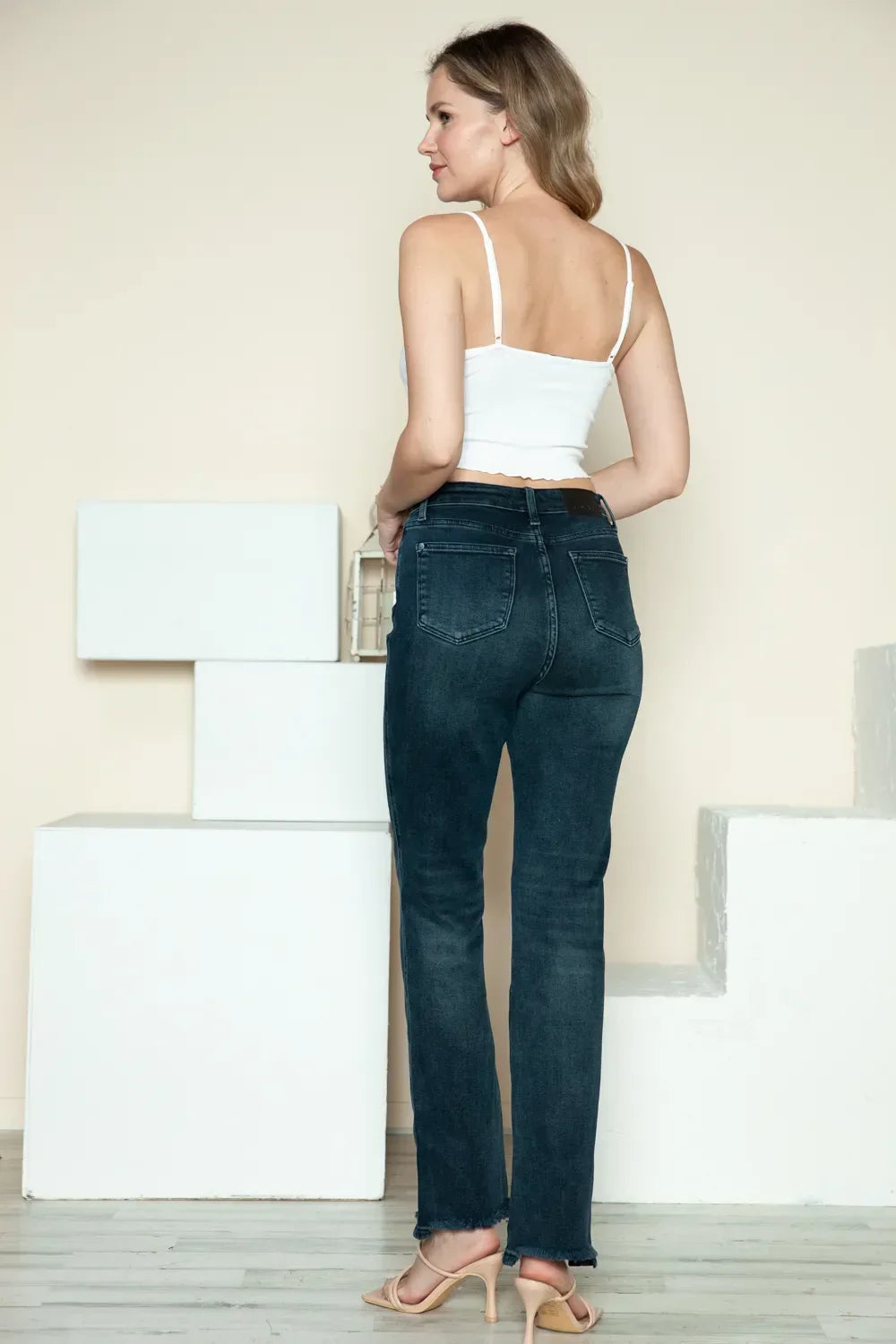 Button Fly Hem Destroy Straight Jeans - Eva's Edition