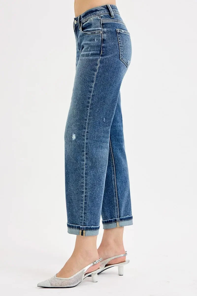 Low Rise Crop Boyfriend Jeans Plus Size - Eva's Edition