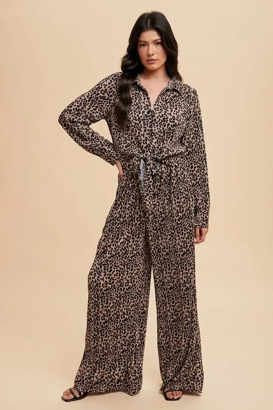 Leopard Plisse Lounge Wide Pants - Eva's Edition