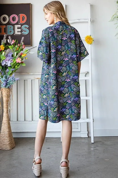 Floral Open Front Cardigan Plus Size - Eva's Edition
