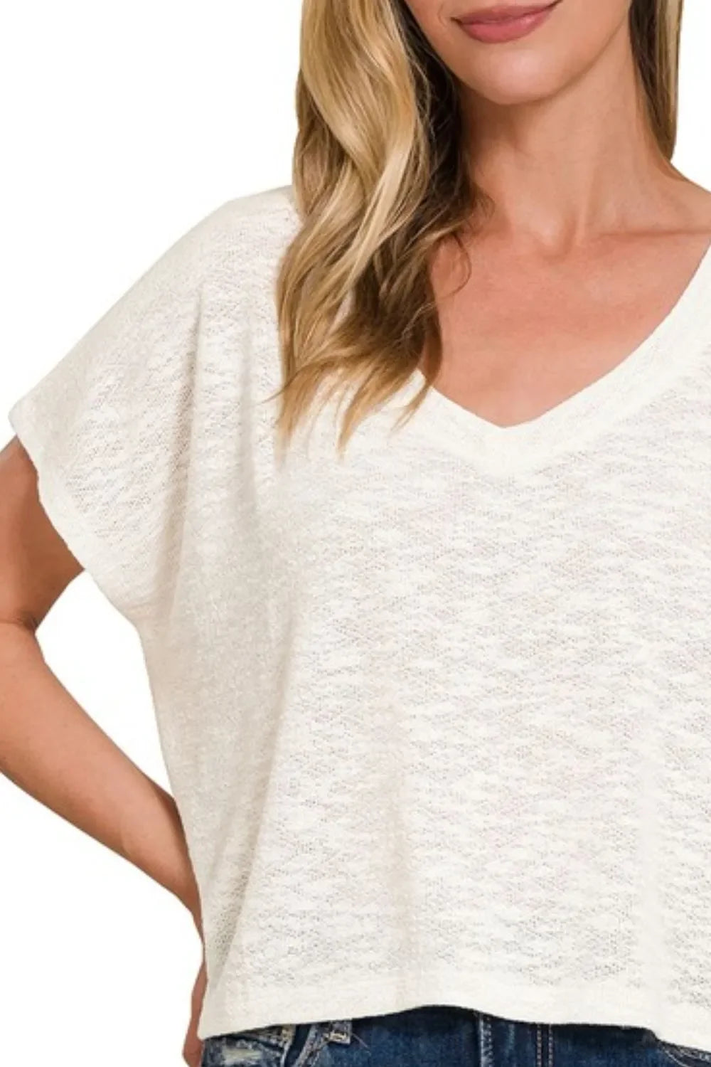 V-neck Drop Shoulder Crop Top - Eva's Edition