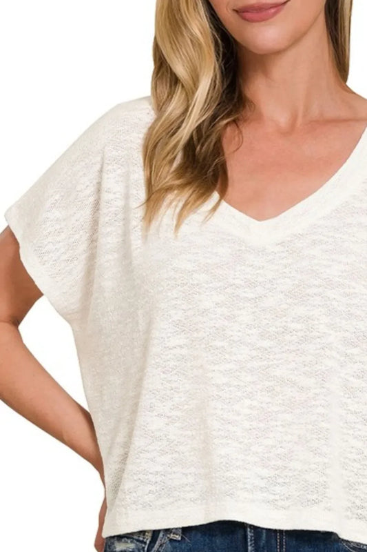 V-neck Drop Shoulder Crop Top - Eva's Edition