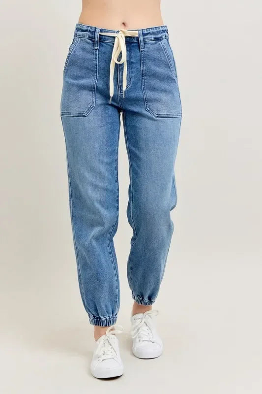 High Waist Denim Jogger Plus Size - Eva's Edition