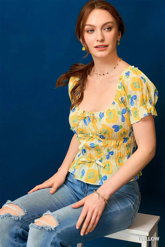 Floral Smocked Peplum Blouse - Eva's Edition