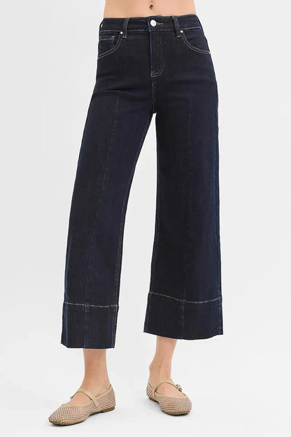 Tummy Control High Rise Crop Wide Seam Detailed Jeans - Eva's Edition