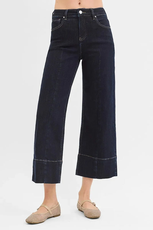 Tummy Control High Rise Crop Wide Seam Detailed Jeans - Eva's Edition