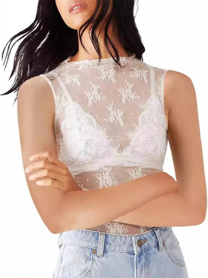Lace Mock Neck Top - Eva's Edition