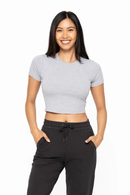 Micro-ribbed Cropped Athleisure Tee - Eva's Edition