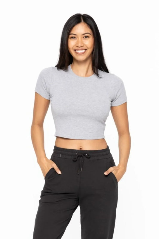 Micro-ribbed Cropped Athleisure Tee - Eva's Edition