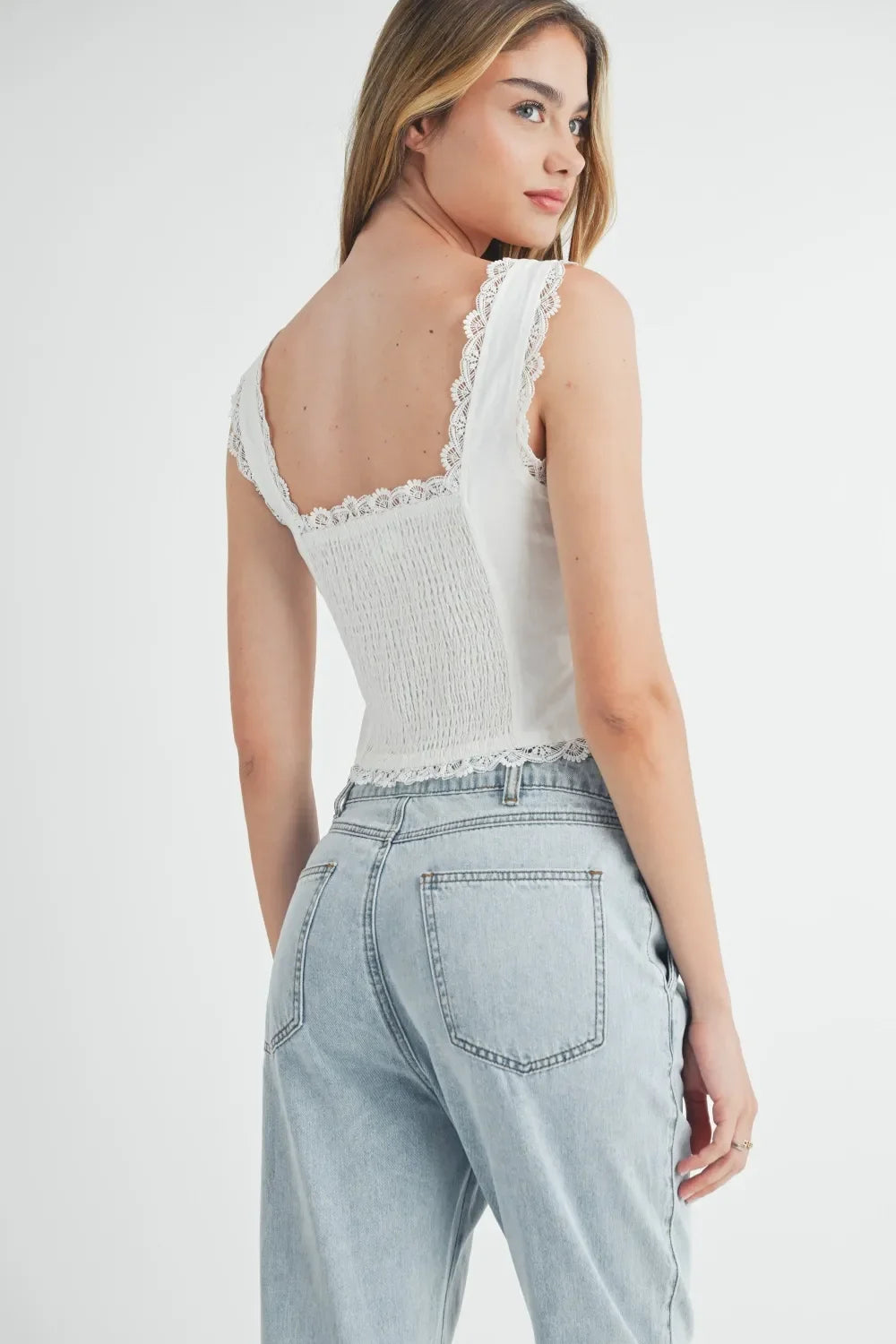 Pleated Front Detail Straight Jeans - Eva's Edition