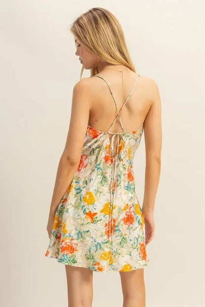 Cowl Neck Flirty Satin Mini Dress - Eva's Edition