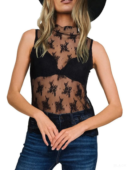 Lace Mock Neck Top - Eva's Edition