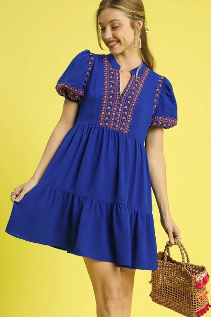 Puff Sleeve Mini Dress - Eva's Edition