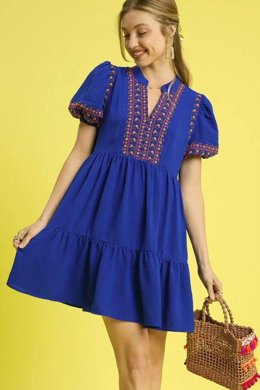 Puff Sleeve Mini Dress - Eva's Edition