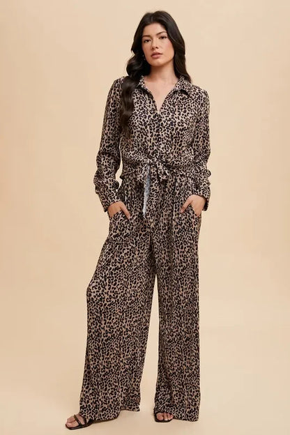 Leopard Plisse Lounge Wide Pants - Eva's Edition