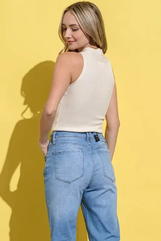 Rib Cross Halter Neck Tank Top - Eva's Edition