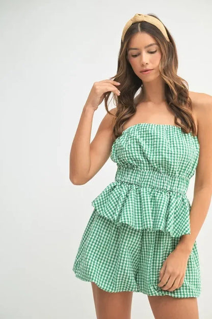 Gingham Tube Top and Shorts Set - Eva's Edition
