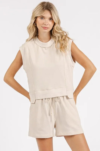French Terry Crew Neck Top and Shorts Set - Eva's Edition