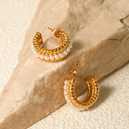 Pearl C-Hoop Earrings - Eva's Edition