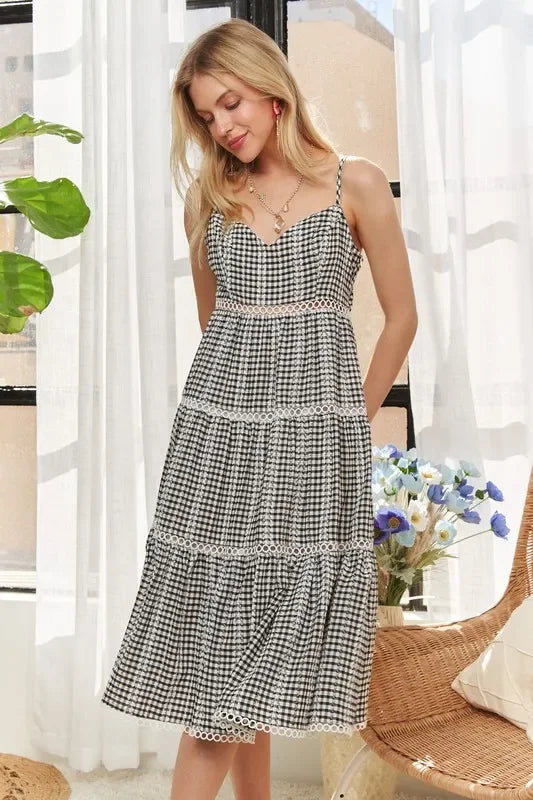 Gingham Detail Washed Dress - Eva's Edition