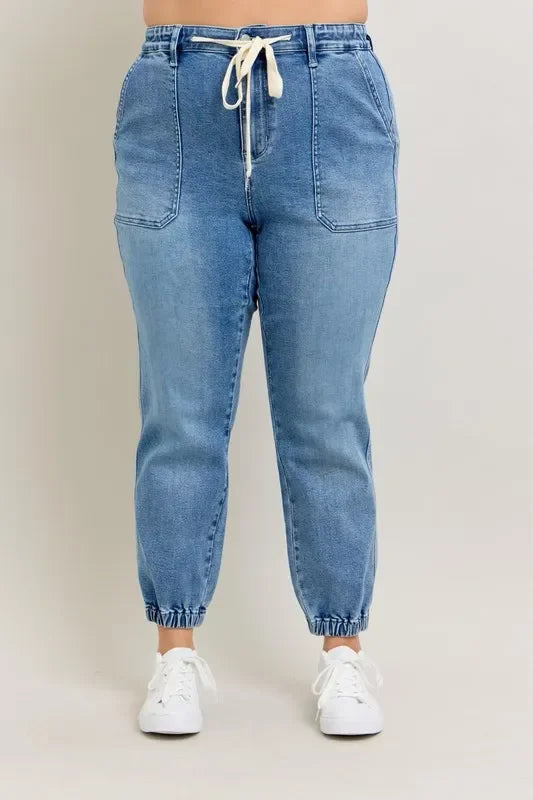 High Waist Denim Jogger Plus Size - Eva's Edition