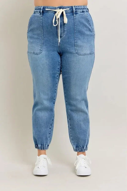 High Waist Denim Jogger Plus Size - Eva's Edition
