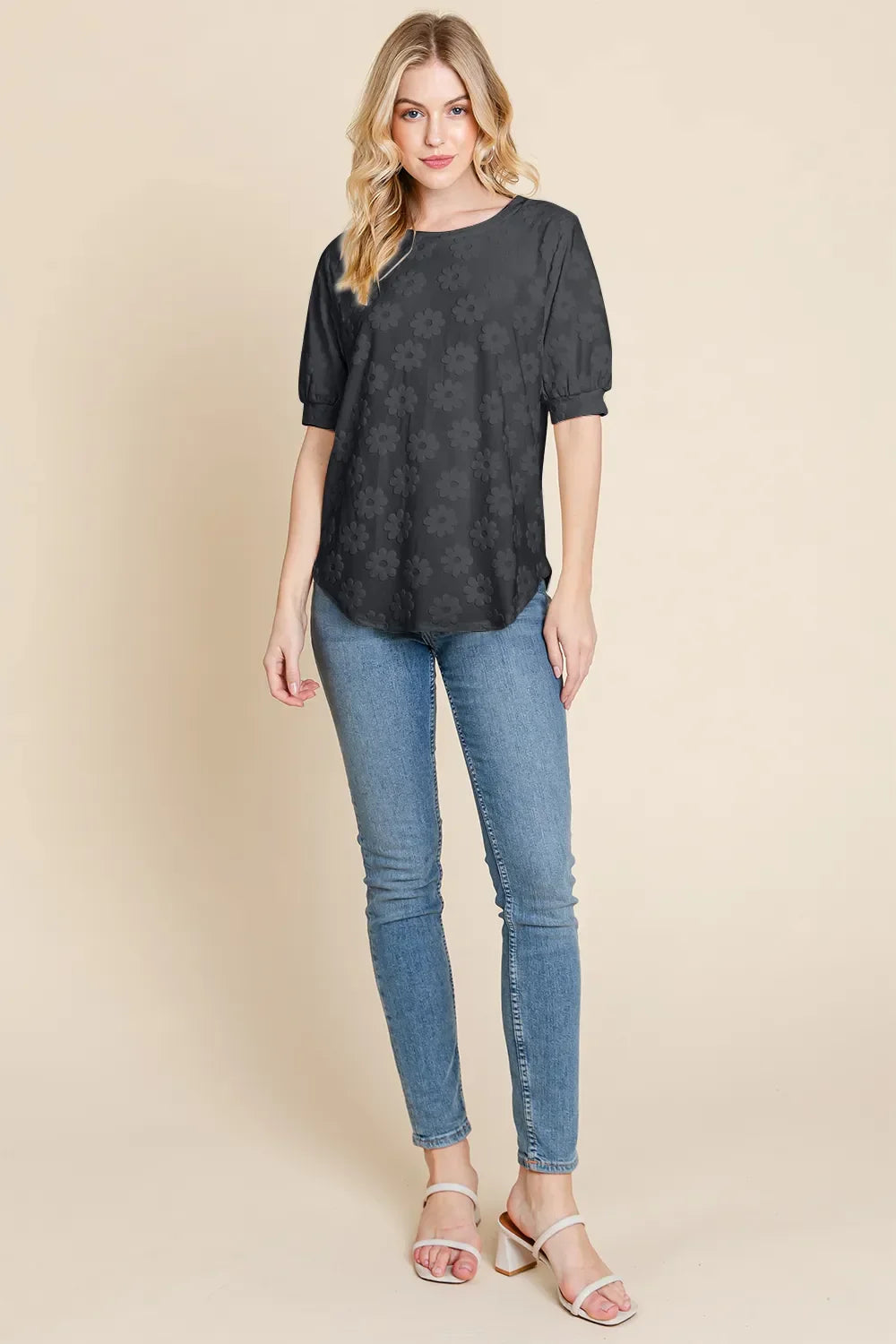 Textured Floral Pattern Top - Eva's Edition