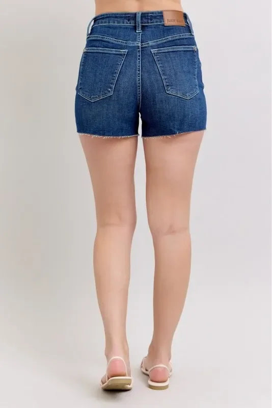 High Waist Criss-Cross Waistband Denim Shorts - Eva's Edition