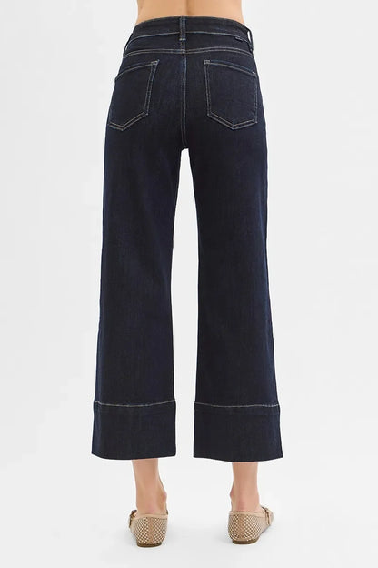 Tummy Control High Rise Crop Wide Seam Detailed Jeans - Eva's Edition