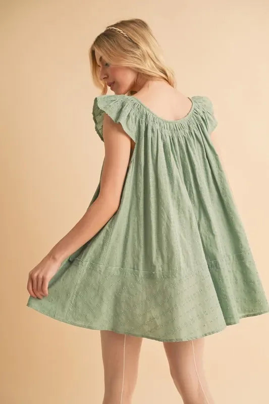 Ruffled Cap Sleeve Cotton Tunic Mini Dress - Eva's Edition