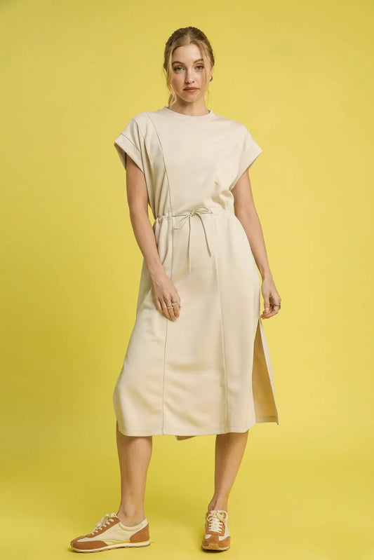 Side Slit Short Sleeve Midi Tee Dress - Eva's Edition