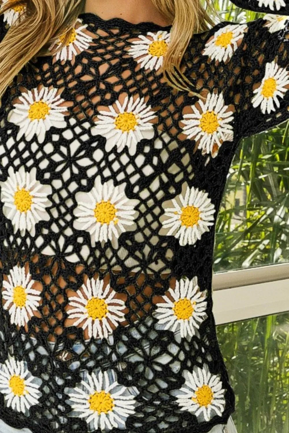 Floral Crochet Net Lace Cover Up - Eva's Edition