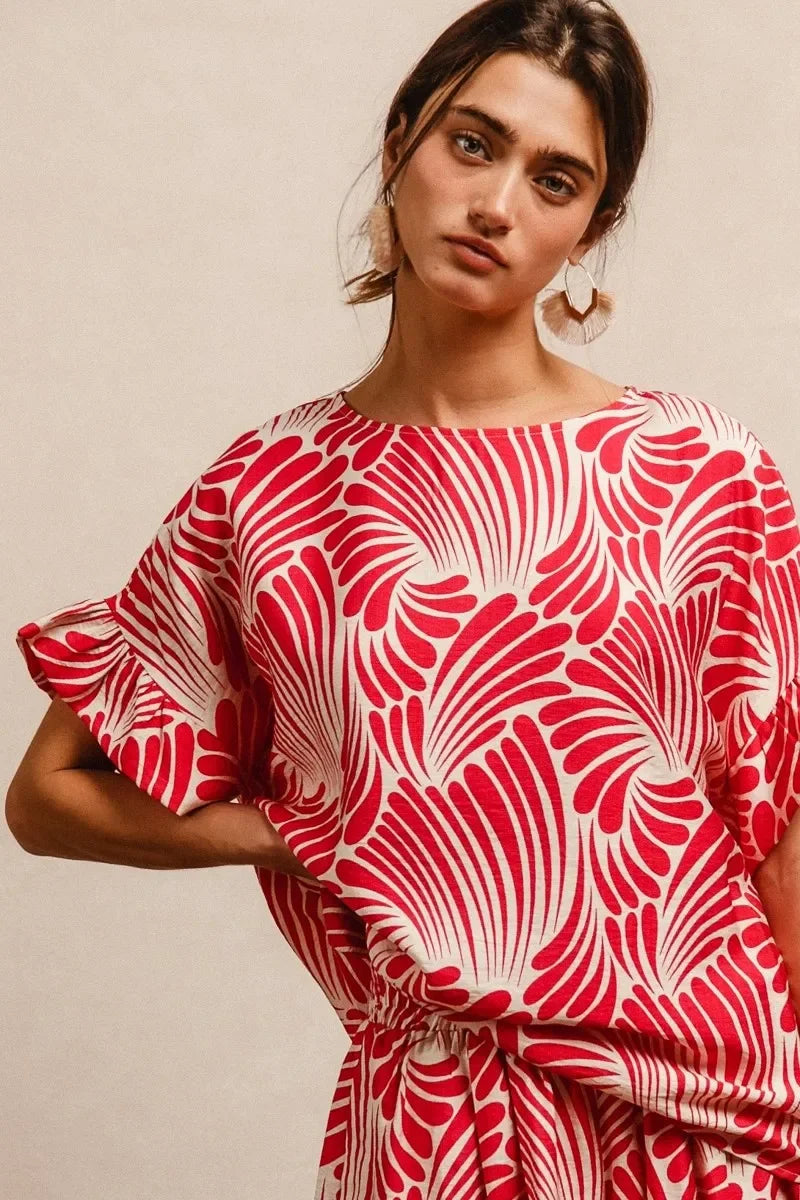 Woven Ruffled Sleeves Top - Eva's Edition