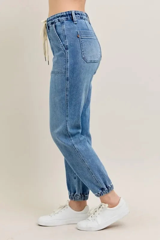 High Waist Denim Jogger Plus Size - Eva's Edition