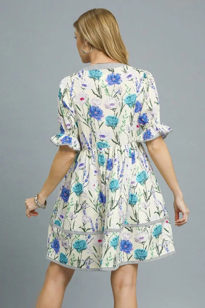 BabyDoll Floral Striped Hem Mini Dress - Eva's Edition