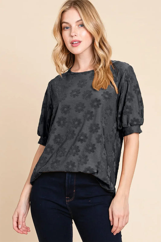Textured Floral Pattern Top - Eva's Edition