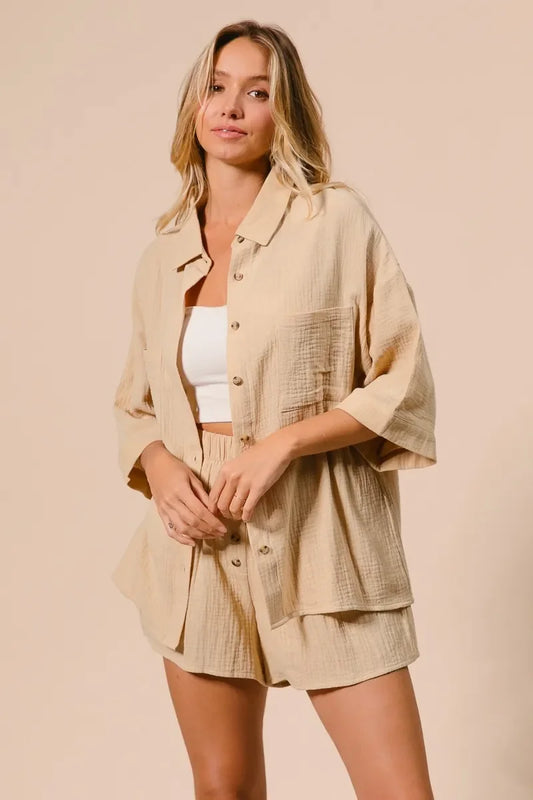 Crinkle Gauze Shirt and Short Set - Eva's Edition